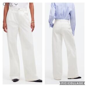 Madewell White Wide-Leg Flare Jeans